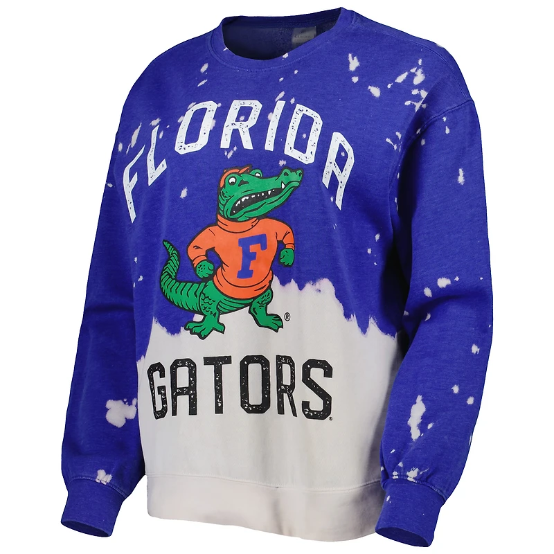 Women's Gameday Couture Royal Florida Gators Twice As Nice Faded Dip-Dye Pullover Long Sleeve Top