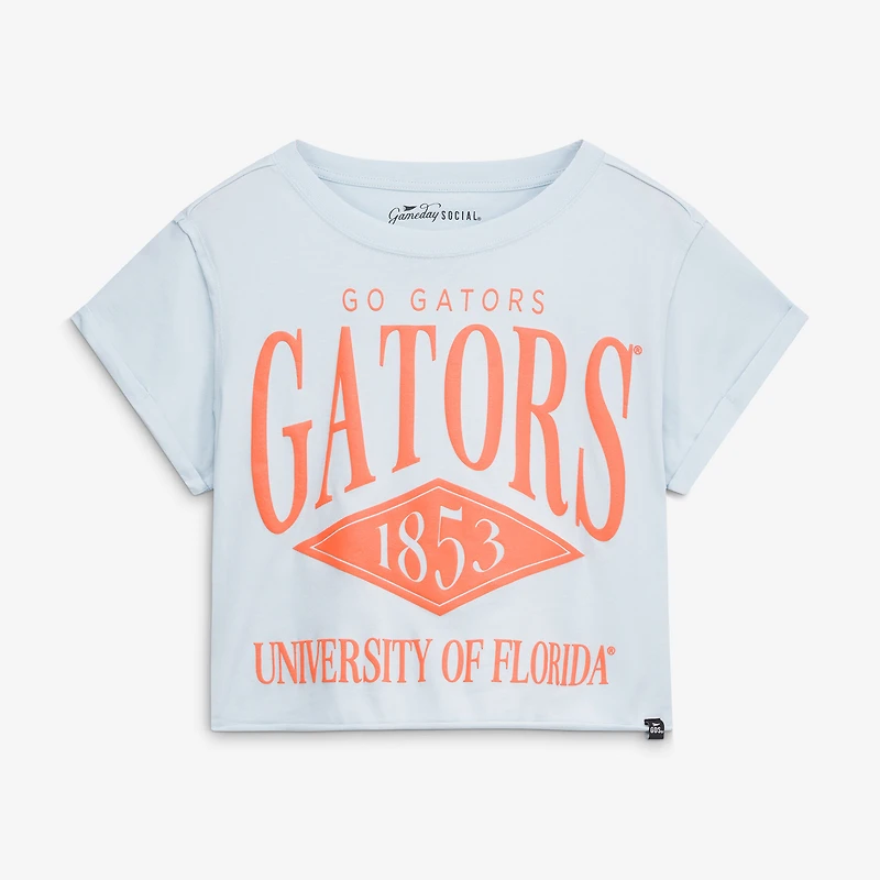 Women's Gameday Social Light Blue Florida Gators Cropped Cuffed T-Shirt