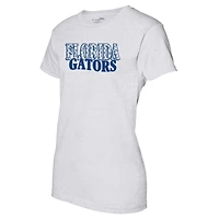 Women's Heather Gray Florida Gators Checkered Team Name Wavy Tri-Blend T-Shirt