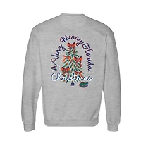 Women's  Heather Gray Florida Gators Classic Merry Christmas Tree Crewneck Sweatshirt