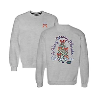 Women's  Heather Gray Florida Gators Classic Merry Christmas Tree Crewneck Sweatshirt