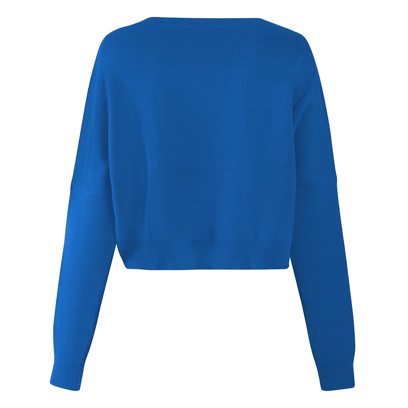 Women's Hype and Vice Royal Florida Gators Oversized Cropped Ivy Knit Pullover Sweater