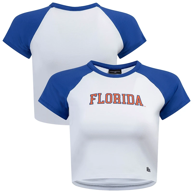 Women's Hype and Vice  White/Royal Florida Gators Homerun Cropped Raglan T-Shirt