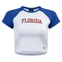 Women's Hype and Vice  White/Royal Florida Gators Homerun Cropped Raglan T-Shirt