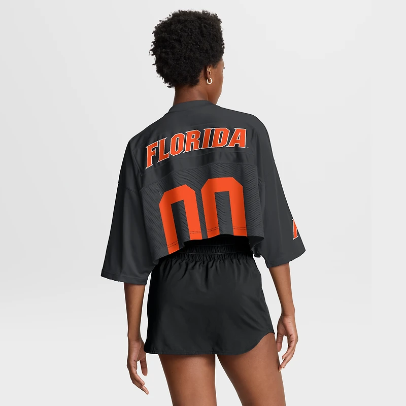 Women's Jordan Brand Black Florida Gators Cropped Mesh Dri-FIT Fashion Jersey