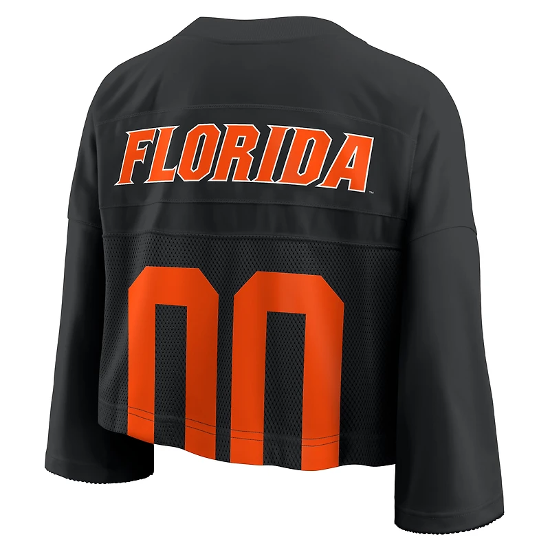 Women's Jordan Brand Black Florida Gators Cropped Mesh Dri-FIT Fashion Jersey