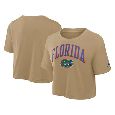 Women's Jordan Brand Tan Florida Gators Athletic Prep Arch Dri-FIT Cropped T-Shirt