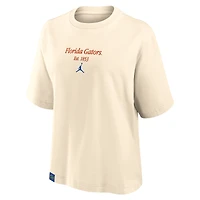 Women's Jordan Brand Tan Florida Gators Established Tag Boxy T-Shirt
