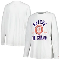 Women's League Collegiate Wear White Florida Gators Clothesline Oversized Long Sleeve T-Shirt