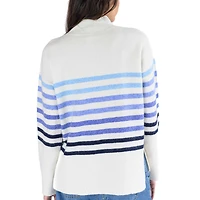 Women's Lusso  White Florida Gators Simone Striple Mock Neck Oversized Pullover Sweater