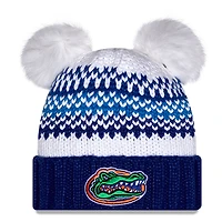 Bonnet en tricot à revers imprimé et double pompon Royal Florida Gators de New Era pour femme