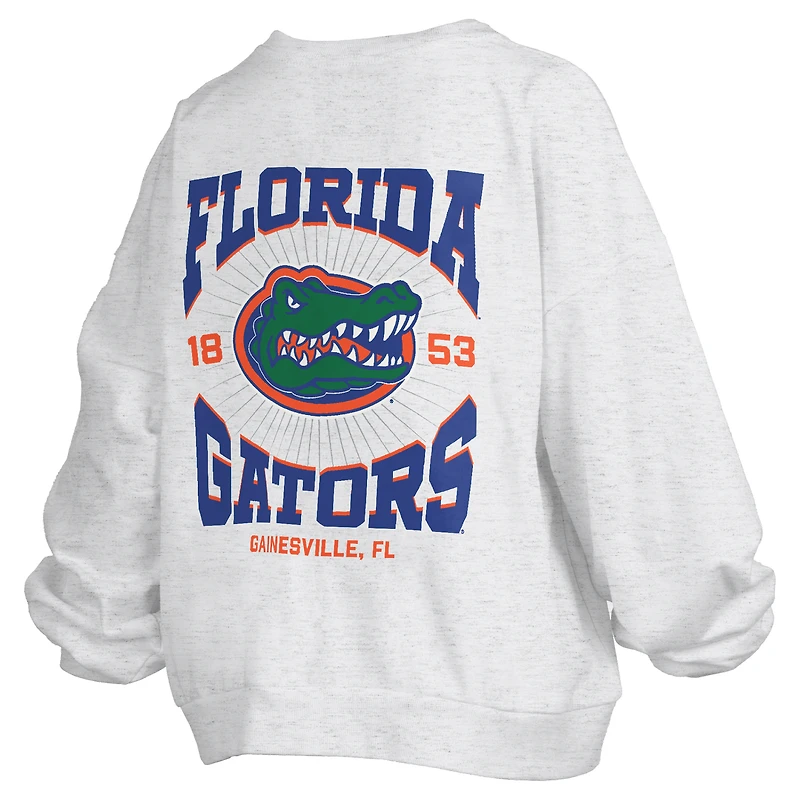 Women's Pressbox Oatmeal Florida Gators Waist Length Oversized Janise Melange Sweatshirt