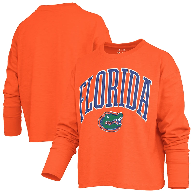 Women's Pressbox Royal Florida Gators Motley Boxy Waist-Length Long Sleeve T-Shirt