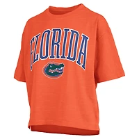 T-shirt surdimensionné à la taille avec logo Royal Florida Gators Arch Pressbox pour femme