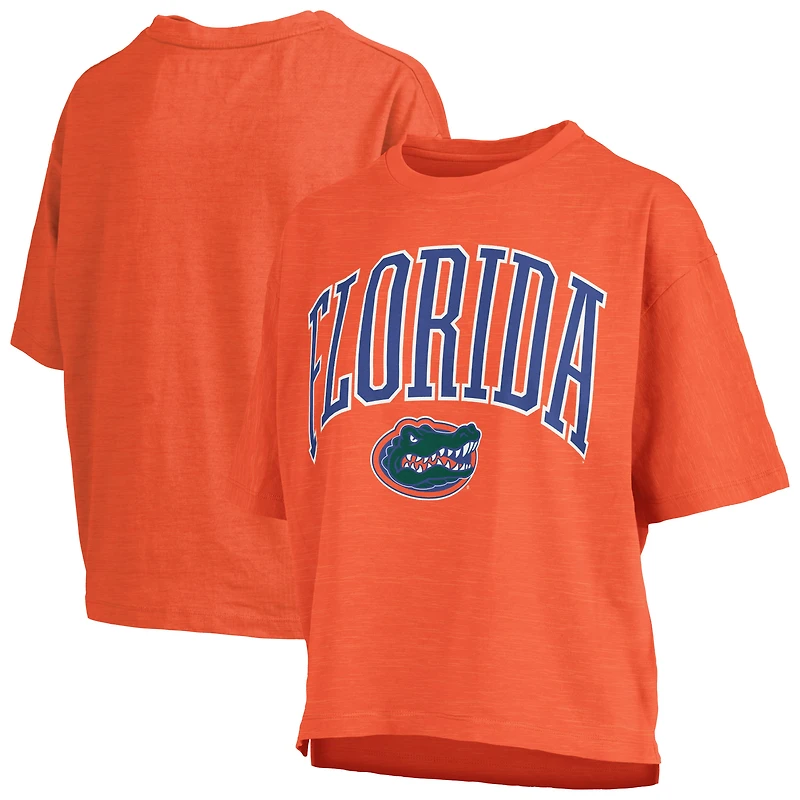 T-shirt surdimensionné à la taille avec logo Royal Florida Gators Arch Pressbox pour femme