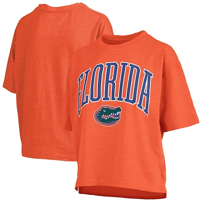 T-shirt surdimensionné à la taille avec logo Royal Florida Gators Arch Pressbox pour femme