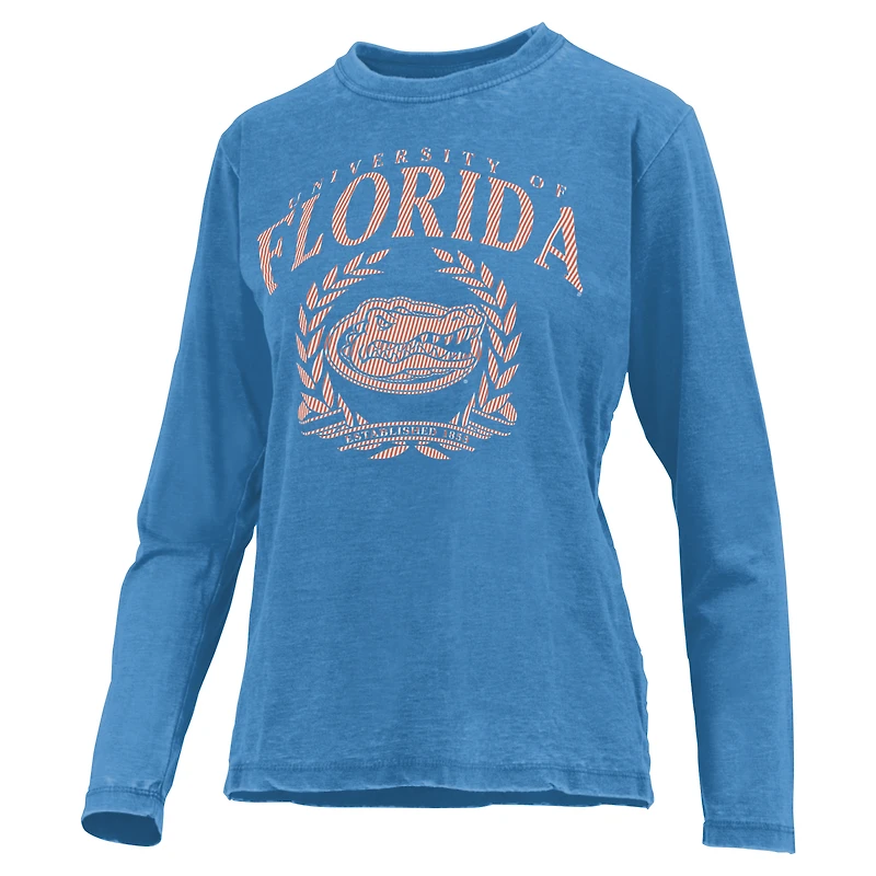 Women's Pressbox Royal Florida Gators Chandler Olive Leaf Arch Long Sleeve T-Shirt