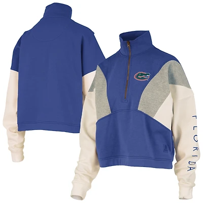Sweat-shirt à fermeture éclair quart de tour pour femme Pressbox Royal Florida Gators Ferrara Color Block