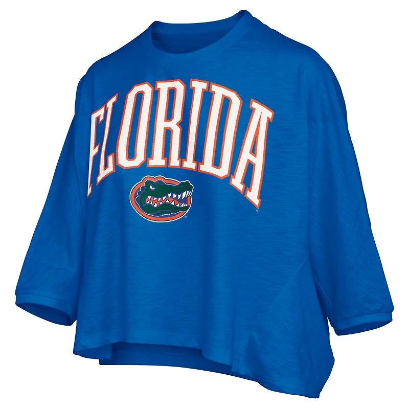 Women's Pressbox  Royal Florida Gators Midi Arch Over Logo Oversized T-Shirt