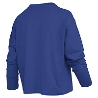 Women's Pressbox Royal Florida Gators Motley Boxy Waist-Length Long Sleeve T-Shirt