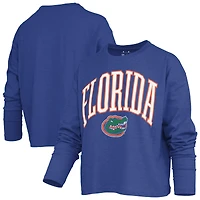 Women's Pressbox Royal Florida Gators Motley Boxy Waist-Length Long Sleeve T-Shirt
