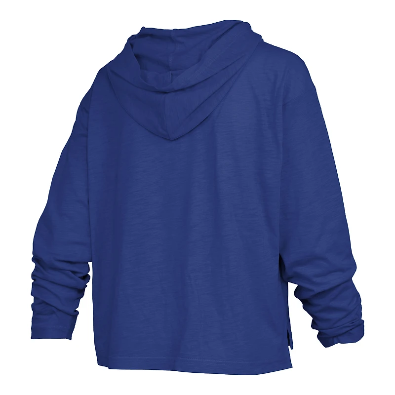 Women's Pressbox Royal Florida Gators Nelson Arch Over Logo Long Sleeve Hooded Slub T-Shirt