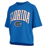 Women's Pressbox Royal Florida Gators Nelson Arch Over Logo Waist Length Oversized Slub T-Shirt