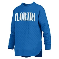 Women's Pressbox Royal Florida Gators Quilted Long Sleeve Pullover Sweatshirt