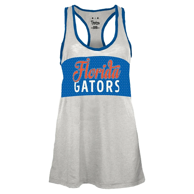 Women's Pressbox White/Royal Florida Gators Tracy Racerback Burnout Tank Top