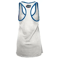 Women's Pressbox White/Royal Florida Gators Tracy Racerback Burnout Tank Top