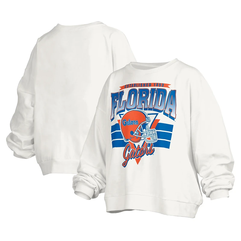 Sweat-shirt surdimensionné à logo rétro Janice des Florida Gators pour femme Pressbox White