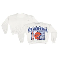 Sweat-shirt rétro surdimensionné Janice blanc des Florida Gators pour femme, longueur à la taille