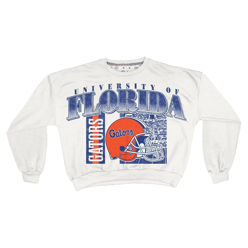 Sweat-shirt rétro surdimensionné Janice blanc des Florida Gators pour femme, longueur à la taille