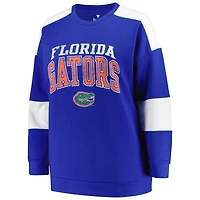Women's Profile Royal Florida Gators Plus Striped Pullover Sweatshirt