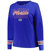 T-shirt à manches longues et encolure dégagée trois inscriptions Profile Royal Florida Gators pour femme