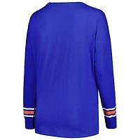 T-shirt à manches longues et encolure dégagée trois inscriptions Profile Royal Florida Gators pour femme