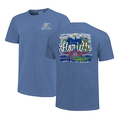 T-shirt pour femme Royal Florida Gators Comfort Colors Campus Scene Drawing Script