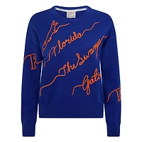 Women's Royal Florida Gators Love Note Embroidered Pullover Sweater