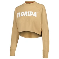 Women's Tan Florida Gators Raglan Cropped Sweatshirt & Sweatpants Set