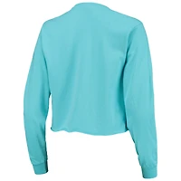 Haut court à manches longues pour femme, motif palmiers et coucher de soleil, couleur turquoise, inspiré des Florida Gators
