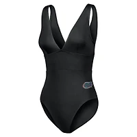 Women's Tommy Bahama Black Florida Gators Palm Modern V-Neck One-Piece Swimsuit