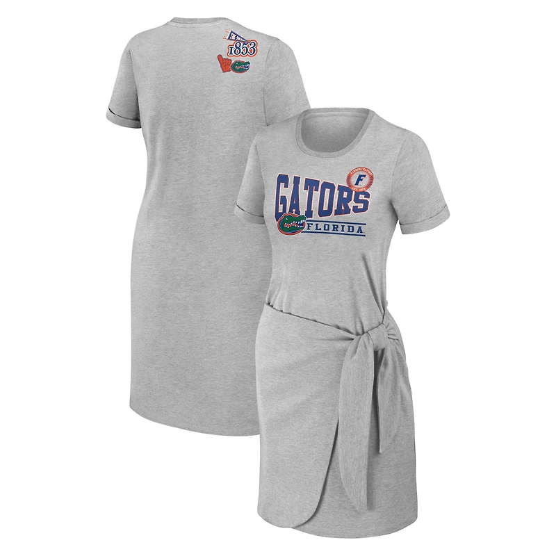 Women's WEAR by Erin Andrews Heather Gray Florida Gators Knotted T-Shirt Dress