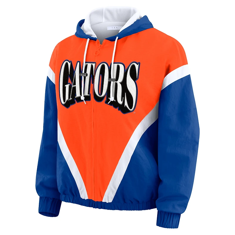 Women's WEAR by Erin Andrews Orange/Royal Florida Gators Colorblock Full-Zip Hoodie Windbreaker Jacket