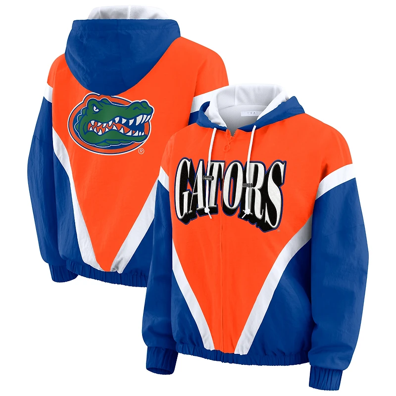 Women's WEAR by Erin Andrews Orange/Royal Florida Gators Colorblock Full-Zip Hoodie Windbreaker Jacket