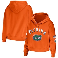 Women's WEAR by Erin Andrews Orange Florida Gators Mixed Media Cropped Pullover Hoodie