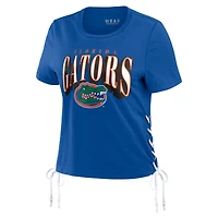 Women's WEAR by Erin Andrews Royal Florida Gators Side Lace-Up Modest Crop T-Shirt