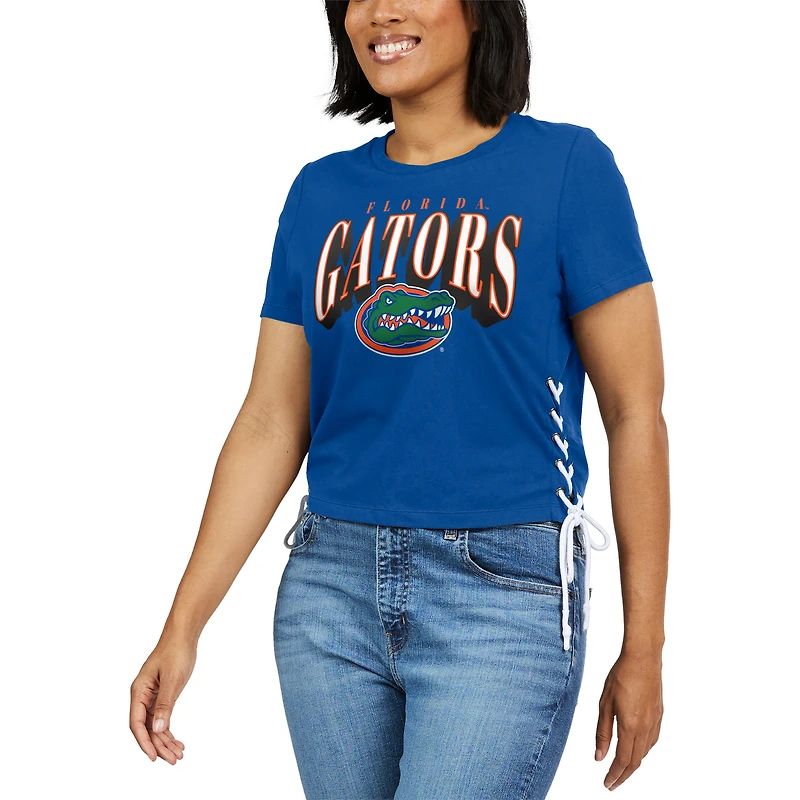 Women's WEAR by Erin Andrews Royal Florida Gators Side Lace-Up Modest Crop T-Shirt