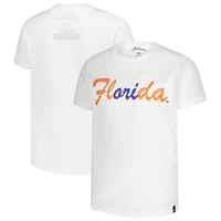 Women's White Florida Gators Hand Sewn Beaded Script T-Shirt