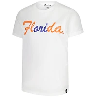 Women's White Florida Gators Hand Sewn Beaded Script T-Shirt