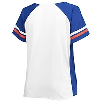 Women's White Florida Gators Plus Stripe Raglan Notch Neck T-Shirt